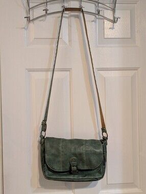 Modcloth Green Suede Crossbody Messenger Bag